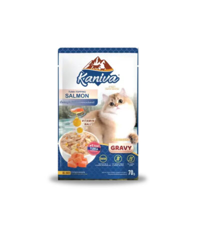 Kaniva Tuna Topping Salmon Gravy Pouch 70gm