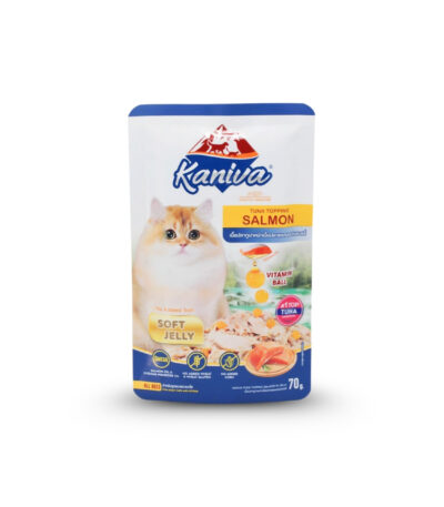 Kaniva Tuna Topping Salmon Pouch 70g-Soft Jelly