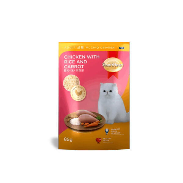 SmartHeart cat chick with rice and carrot Pouch 85gm