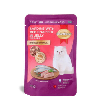 SmartHeart Cat Sardine with Rice Snapper in Jelly Pouch 85g